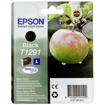 Картридж EPSON T1291 черный повышенной емкости для SX425/SX525/BX305/BX320/BX625