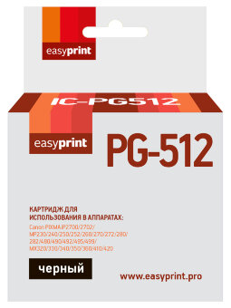 Совместимый Струйный картридж EasyPrint IC-PG512 для принтера Canon, черный