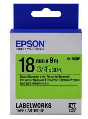 Термотрансферная лента EPSON LK-5GBF  18мм x 9м, Black on Green
