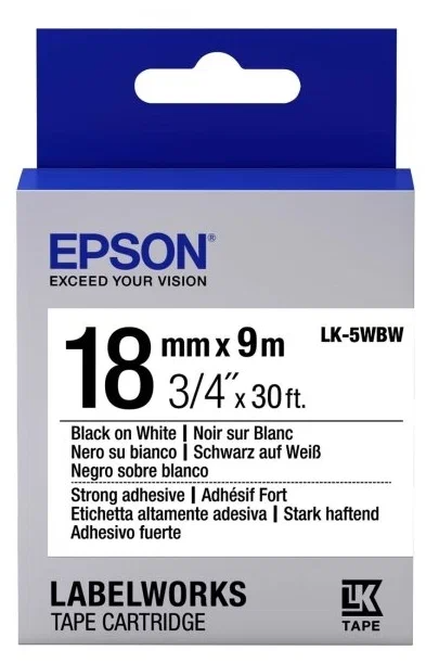 Термотрансферная лента EPSON LK-5WBN 18мм x 9м, Black on White