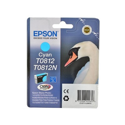 Картридж EPSON T0812 голубой повышенной емкости для R270/RX590/T50/TX650/1410